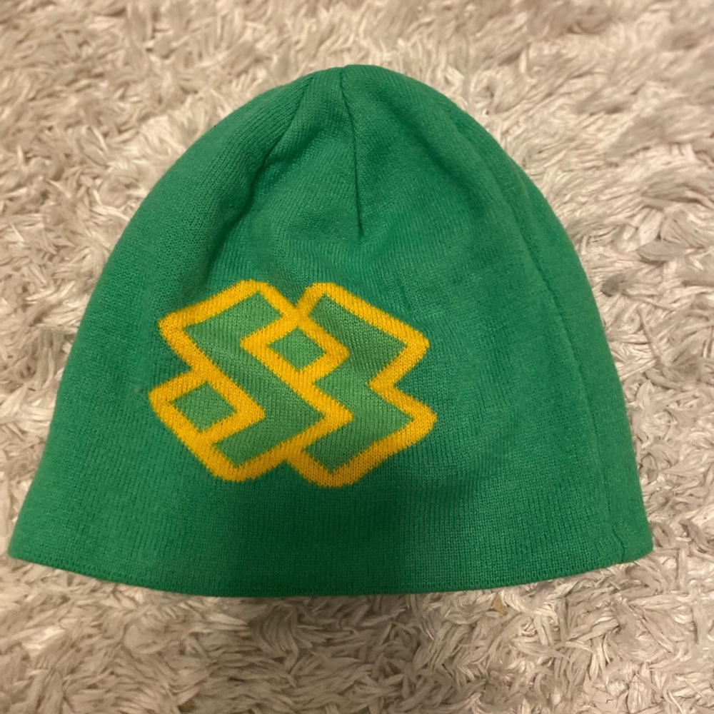 Vibrant Green Beanie with Yellow Pattern